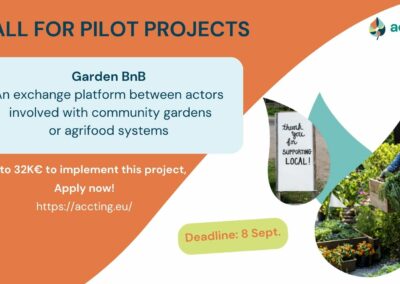 Apply to implement a project on developing an exchange platform between actors involved with community gardens or agrifood systems!